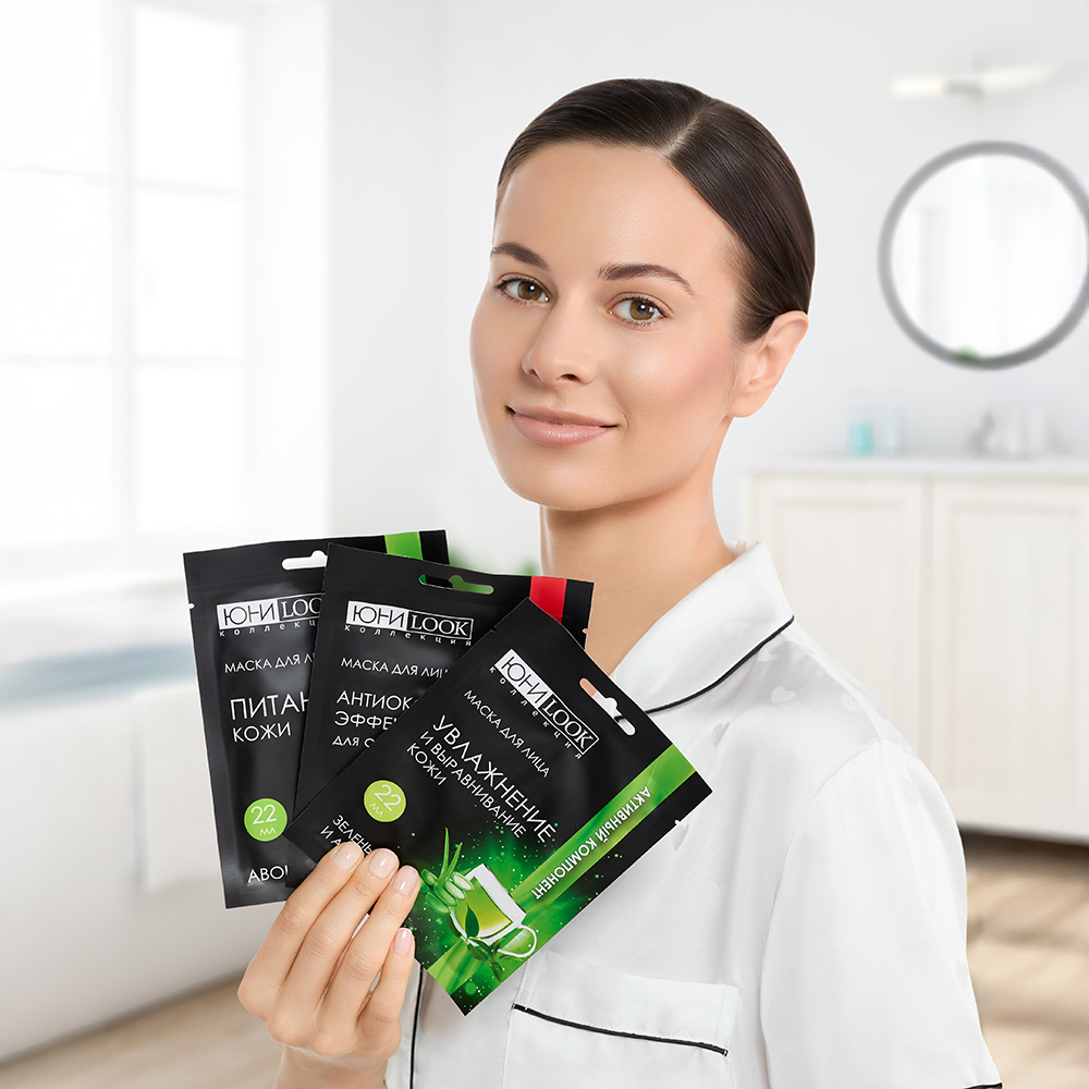 ЮНИLOOK Набор Маска тканевая для лица Активный компонент, 22мл х 3шт, 3 вида - #8