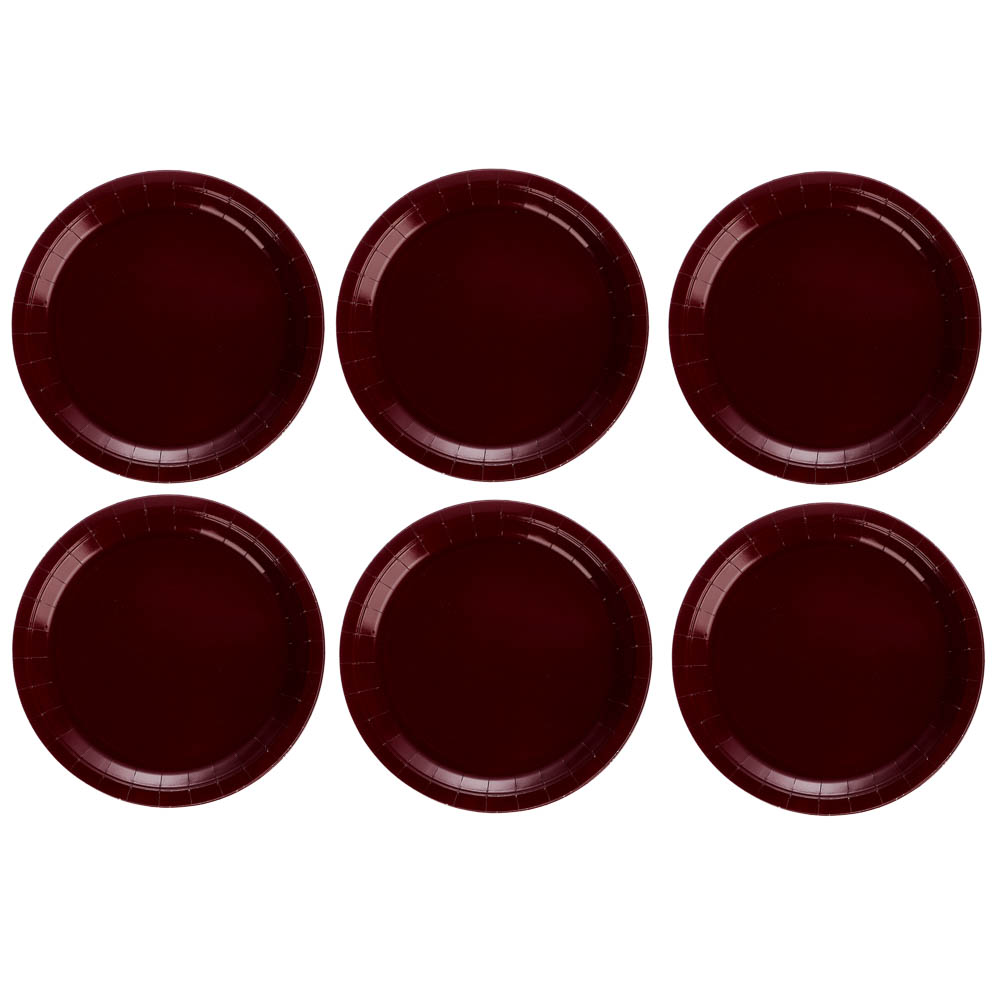 Тарелка бордовая, персиковая в асс 23см 6шт - #3