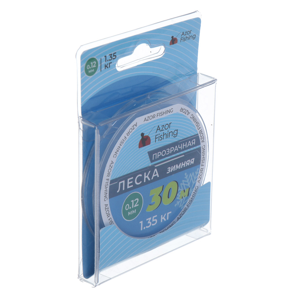 Леска зимняя тм AZOR FISHING, 30м, 0,12мм, 1,35кг, прозрачная - #3