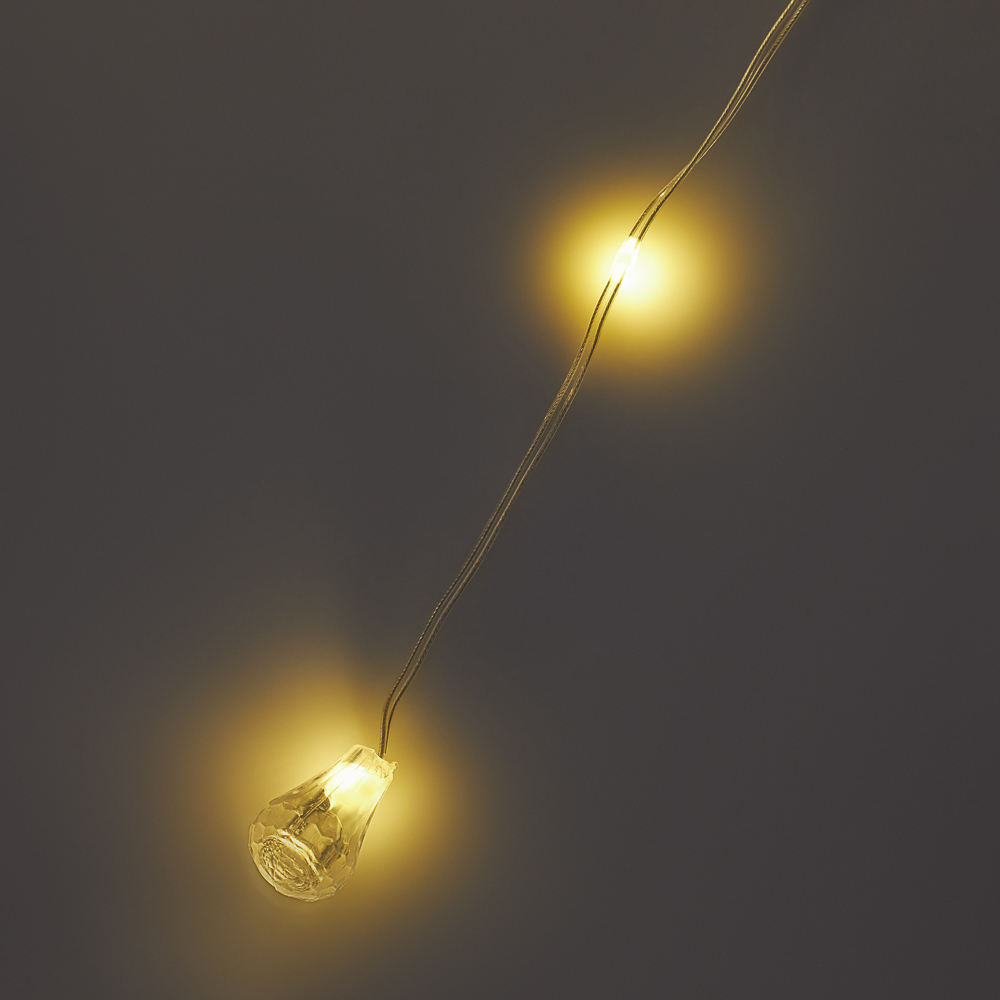 СНОУ БУМ Гирлянда эл. бахрома с каплями 2.5x0.3х0.5x0.7м, 80LED, шампань, пост свеч,ПВХ проз,220В - #10