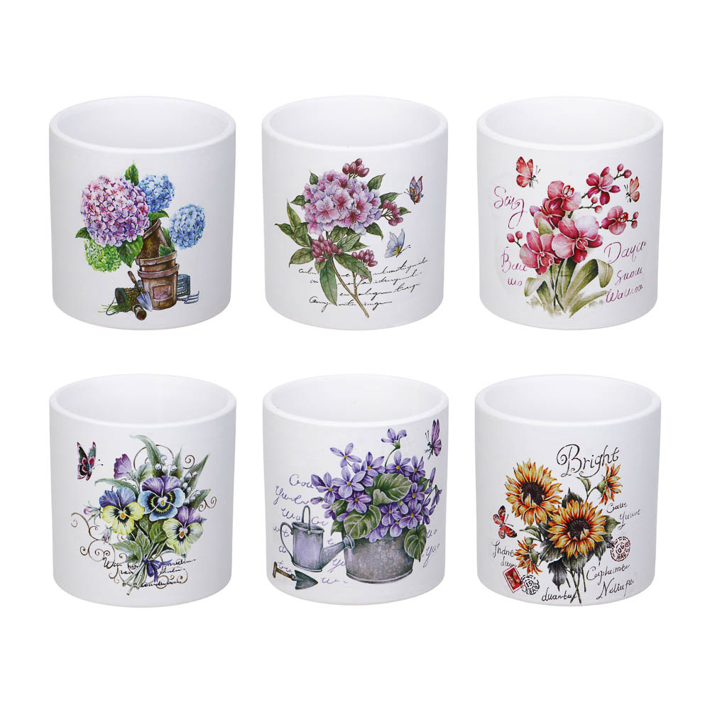 INBLOOM Кашпо Цветы 10х10см, керамика - #1