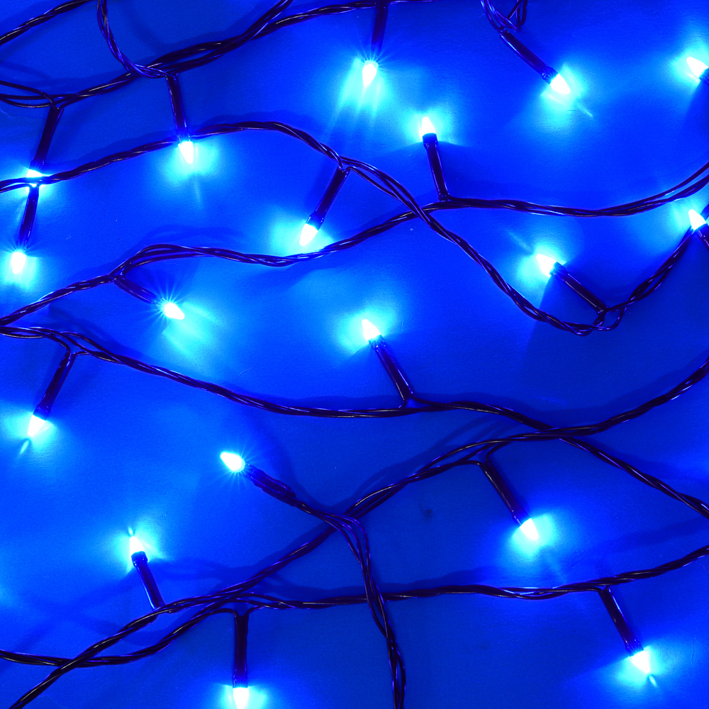 СНОУ БУМ Гирлянда эл. вьюн 10м, 100LED, синий, режим стробоскоп, ПВХ черный, 220В - #6