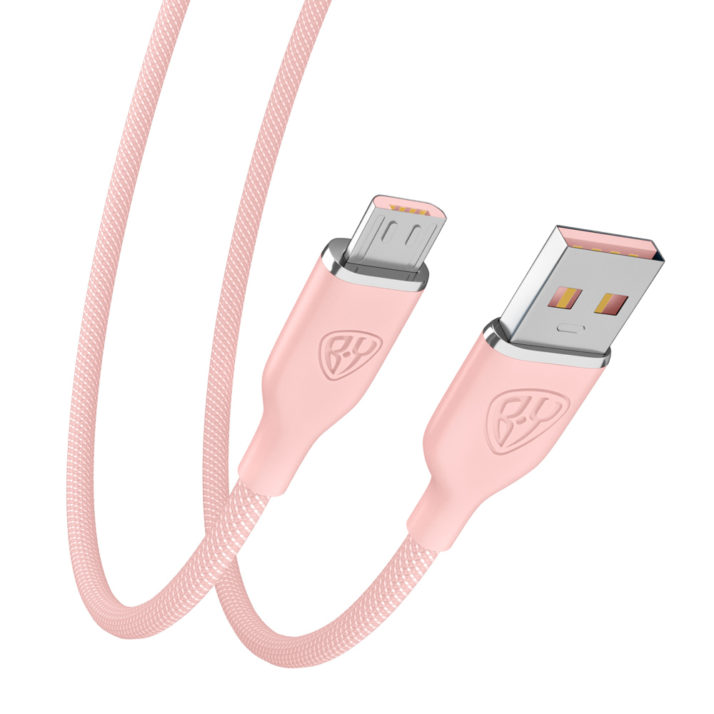 BY Кабель для зарядки Elite Micro USB, 3А, 1м, Быстрая зарядка QC3.0, 100см, розовый - #5