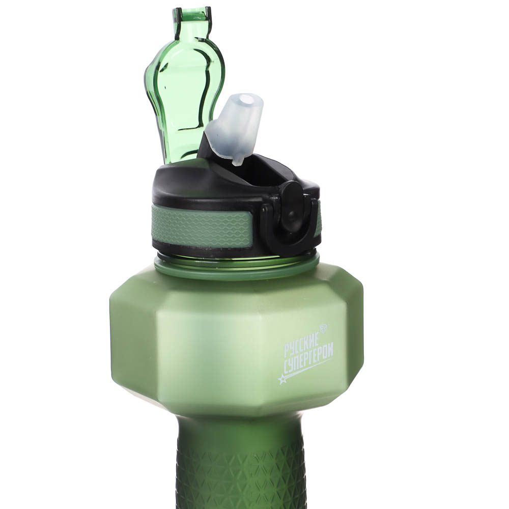 Бутылка спортивная в форме гантели, тм BY Русские Супергерои, 1000мл, 27х10см, пластик PETG, 3 цвета - #15