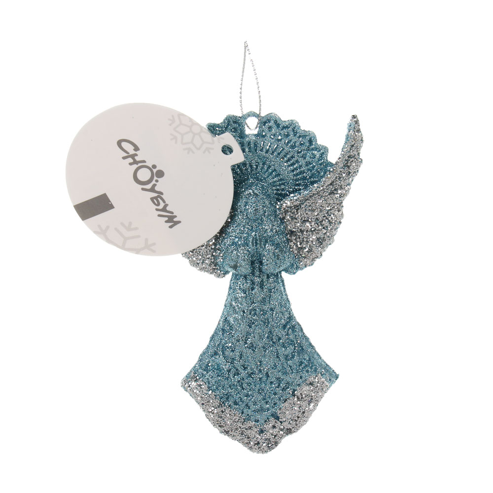 СНОУ БУМ Подвеска декоративная "Ангел" 13 см, пластик, глиттер, голубой - #5