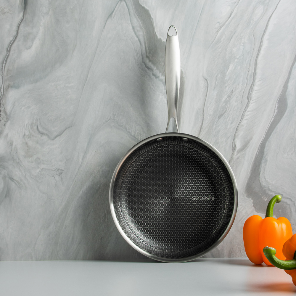 SATOSHI Савона Сковорода Triply 3-х слойная 24х4,3см, нерж.сталь 18/10, антиприг.покр. "соты", инд - #12