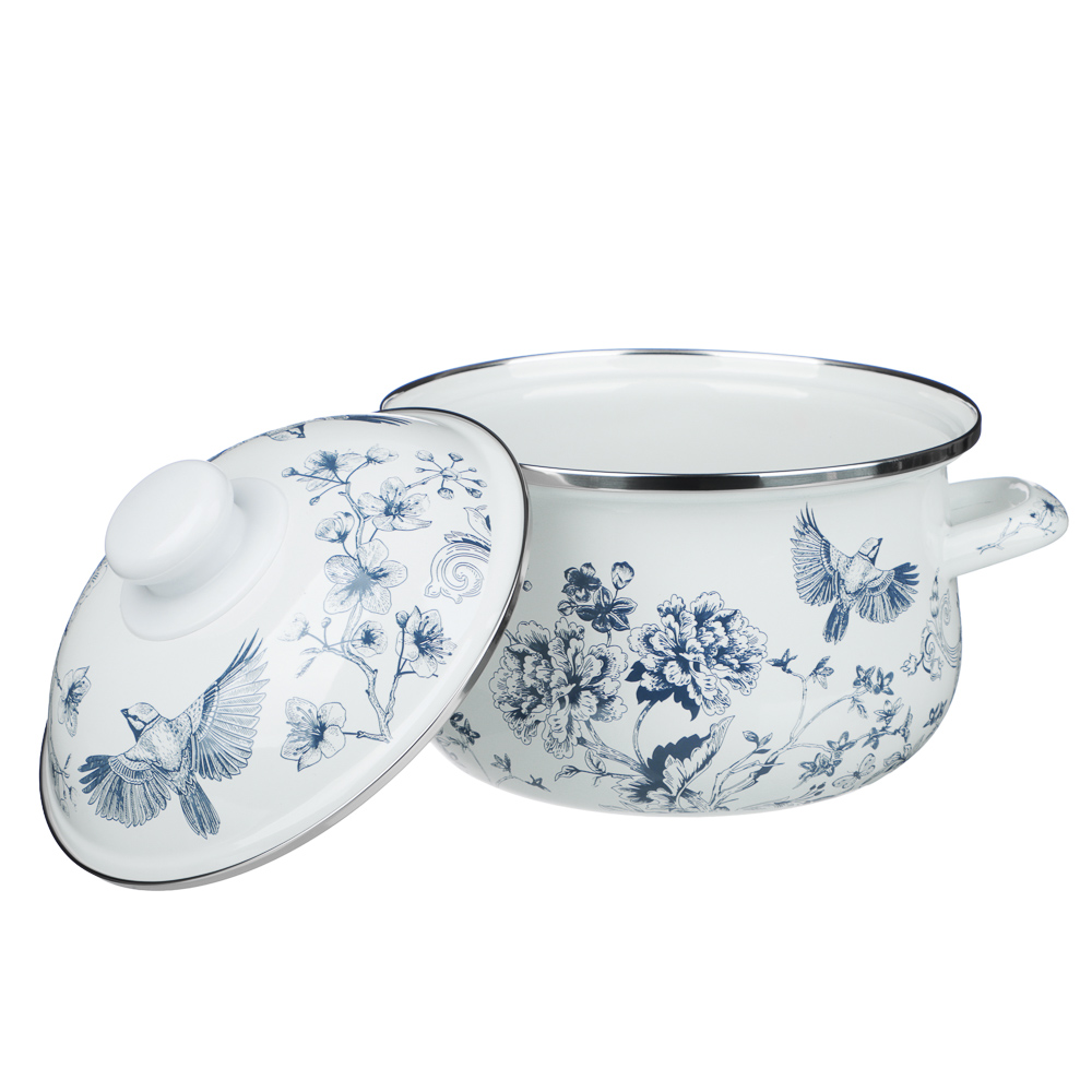 Кастрюля эмалированная тм VETTA Флорал, 18см, 2л, индукция - #4