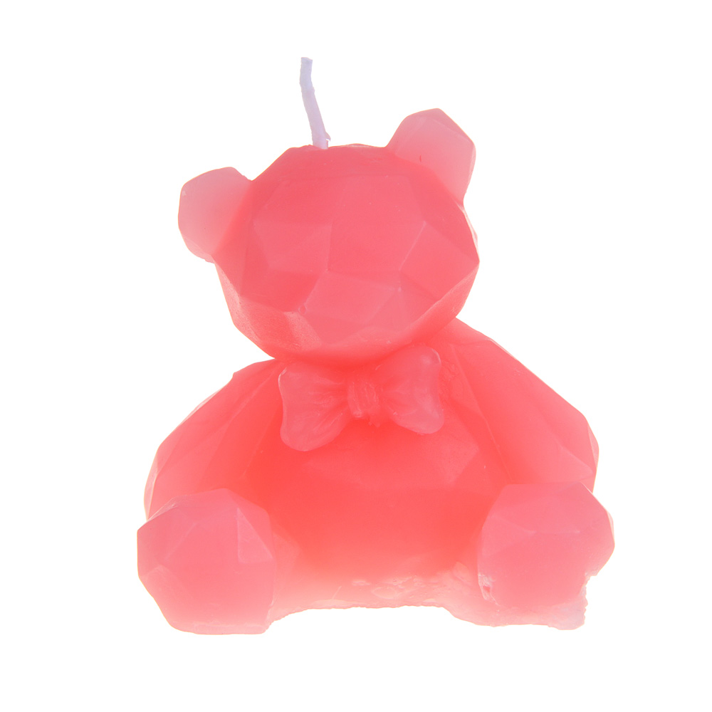 LADECOR Свеча ароматическая, формовая, в виде мишки, парафин, аромат - фрезия, 7 см, розовый - #1