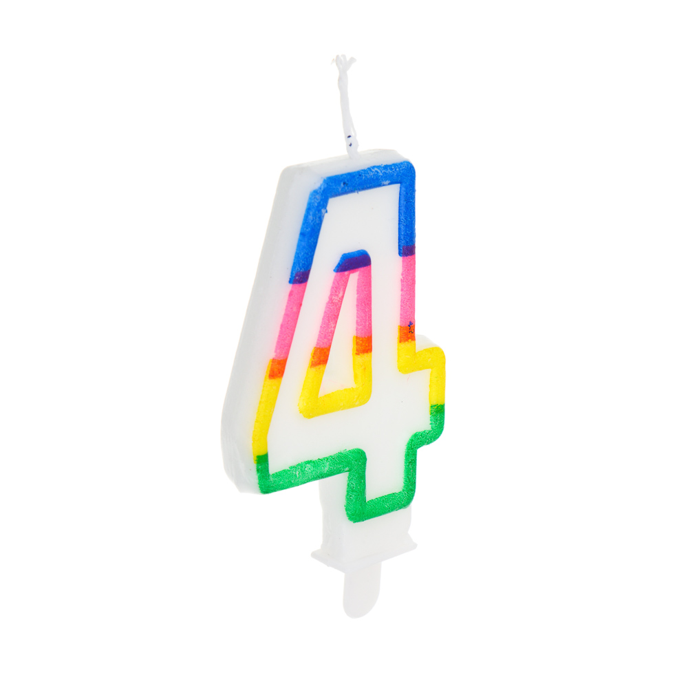 Капитан Весельчак Свеча для торта в форме цифры, с подставкой (4), парафин, PP (506-192) - #1