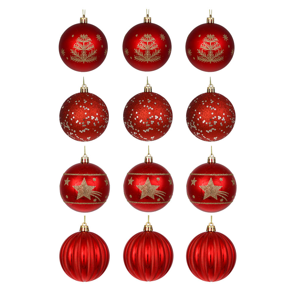 СНОУ БУМ Набор шаров 8см, 12шт, красный, 26-202 - #1