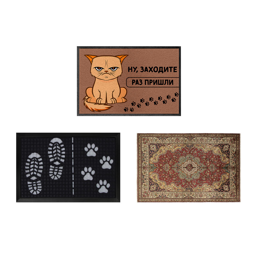 VETTA Коврик придверный, полиэстер, 38х58 см, 3 дизайна - #1