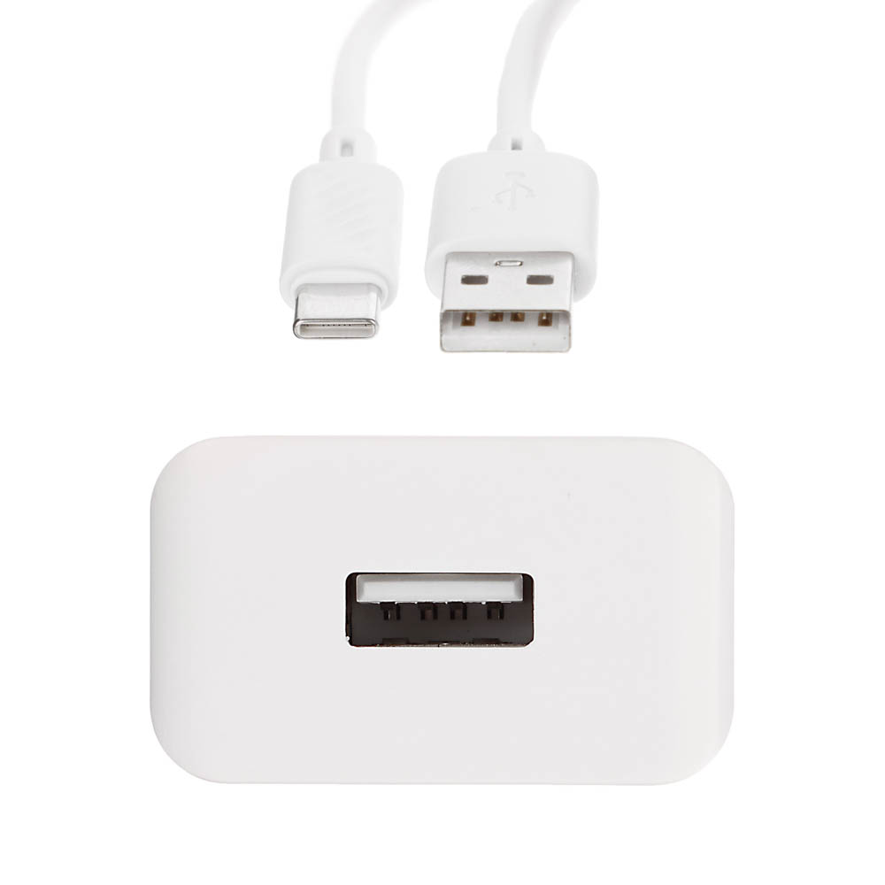 hoco. Комплект зарядное устройство с кабелем модель C106A, USB-A 10.5W, каб Type-C 1м, цвет: белый - #14