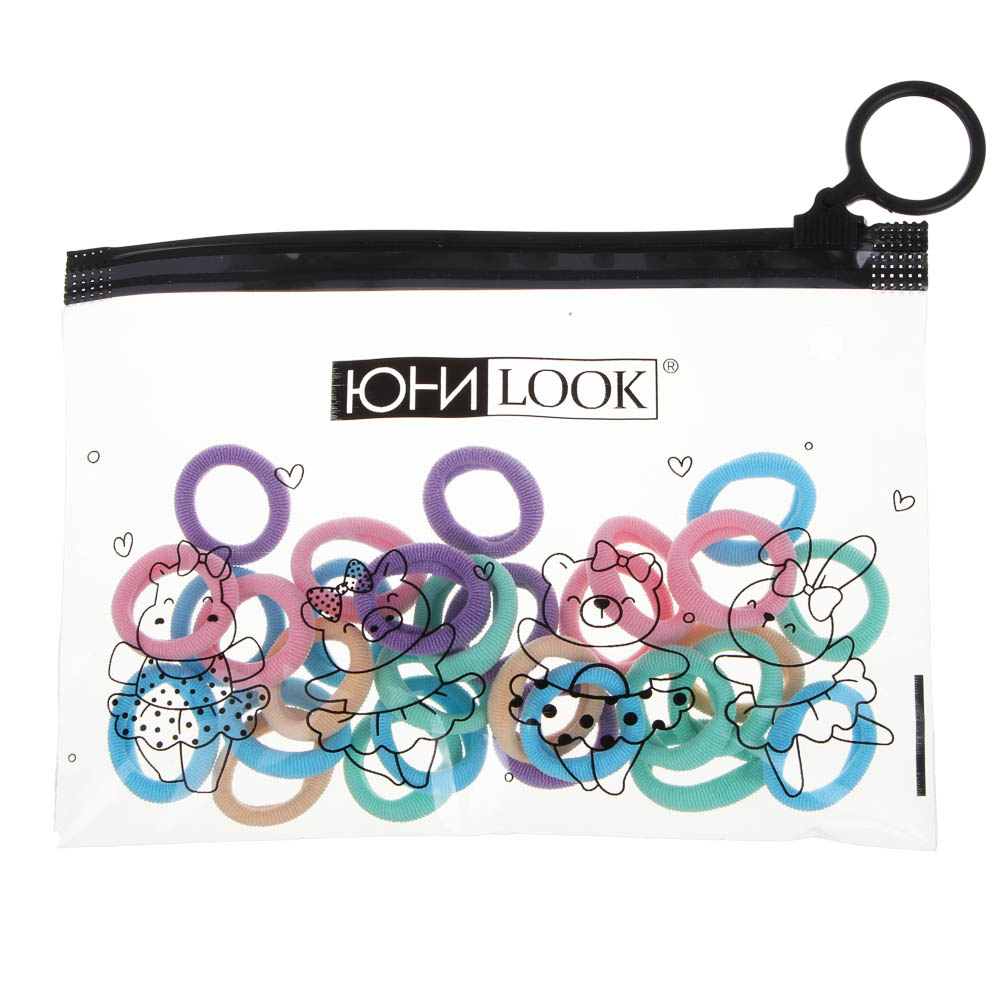 Резинки для волос ЮНИLOOK 40шт, d2см, полиэстер, 5 цветов, ACS-89 - #1