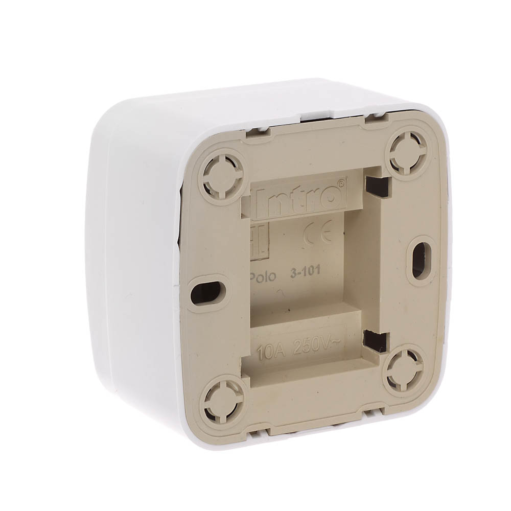 Выключатель одноклавишный открытой установки Intro Polo 10A-250В, ОУ, 3-101-01, белый - #3