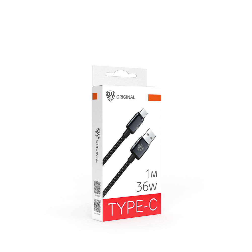 Кабель для зарядки USB(A)-Type C BY ZINC, 36Вт, 1 м, 3A, нейлон, цинк. кон.,чёрный - #2