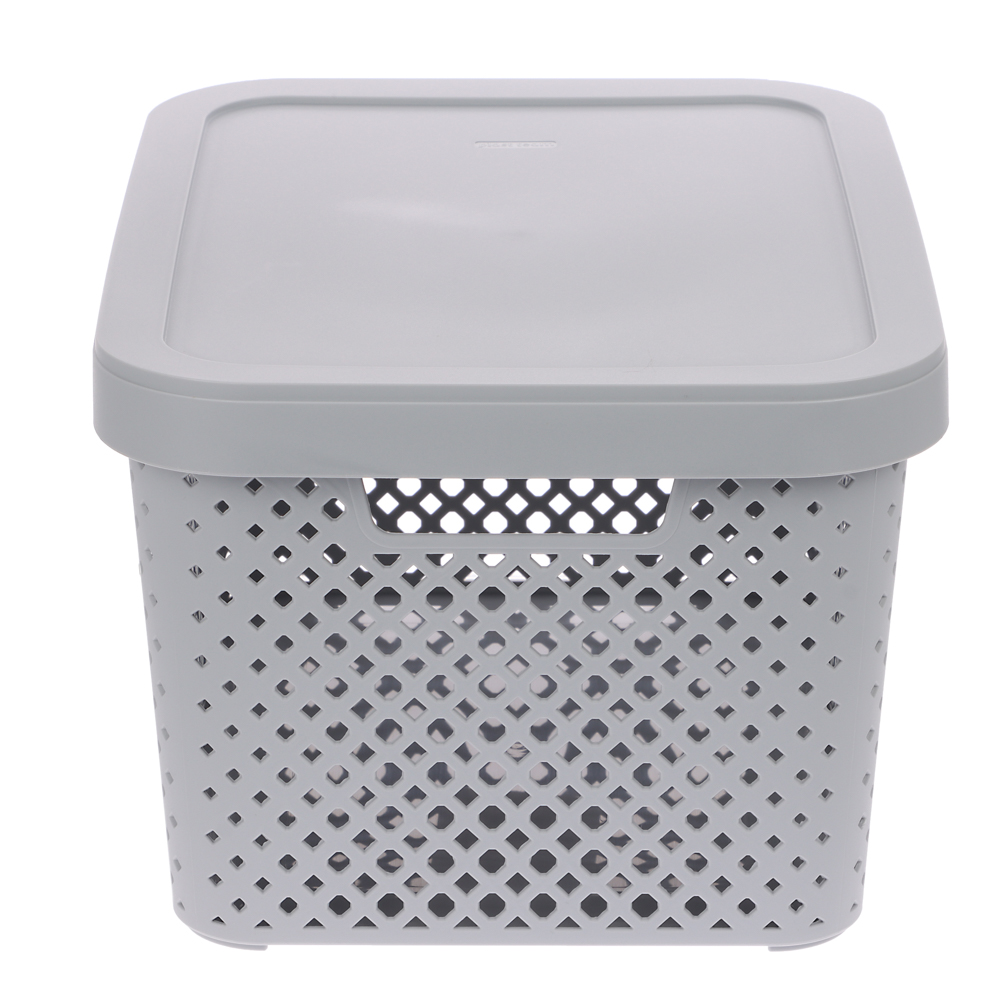 Корзина для хранения с крышкой Plast Team STOCKHOLM, 15 л серый шторм - #3