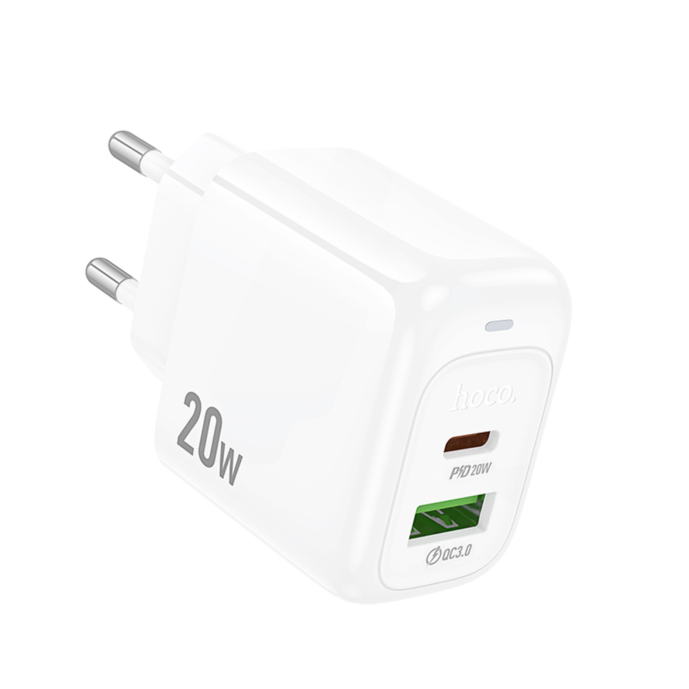 hoco. Зарядное устройство модель CS54A, USB-С PD 20W+QC3.0, цвет: белый - #6