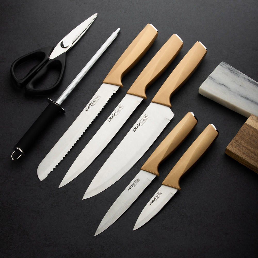 SATOSHI Анбон Набор ножей кухонных 8пр, вращающаяся подставка - #12