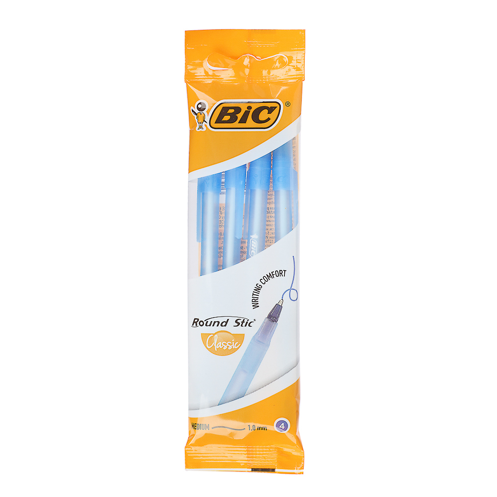 BIC Набор ручек шариковых синих "Раунд Стик", 4 шт., 0,32мм, пластик, пакет, 944176 - #6