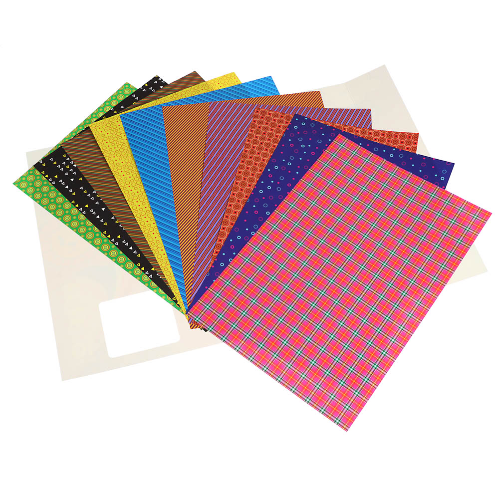 Бумага цветная FLOMIK мелованная с узорами, А4, 2-сторонняя, 10 цветов, 10 листов - #2