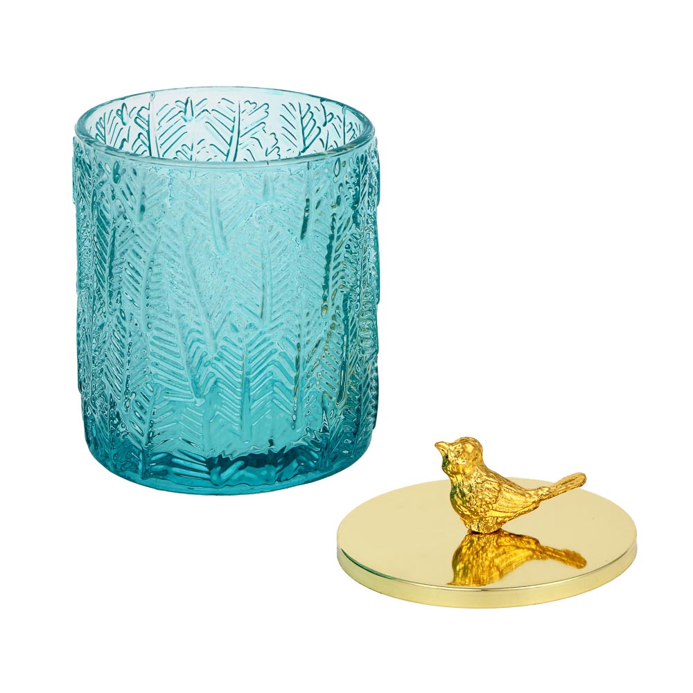 Шкатулка стеклянная с птичкой, цвет зеленый, 8,5x12см - #5