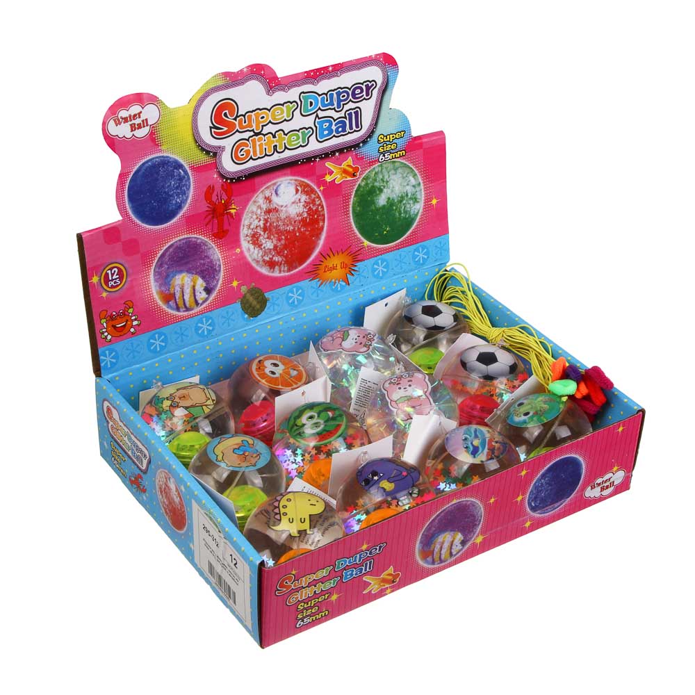 Игрушка мяч с блестками, каучук, PP, вода, d6,5см, 3хLR1130, 6 дизайнов - #3