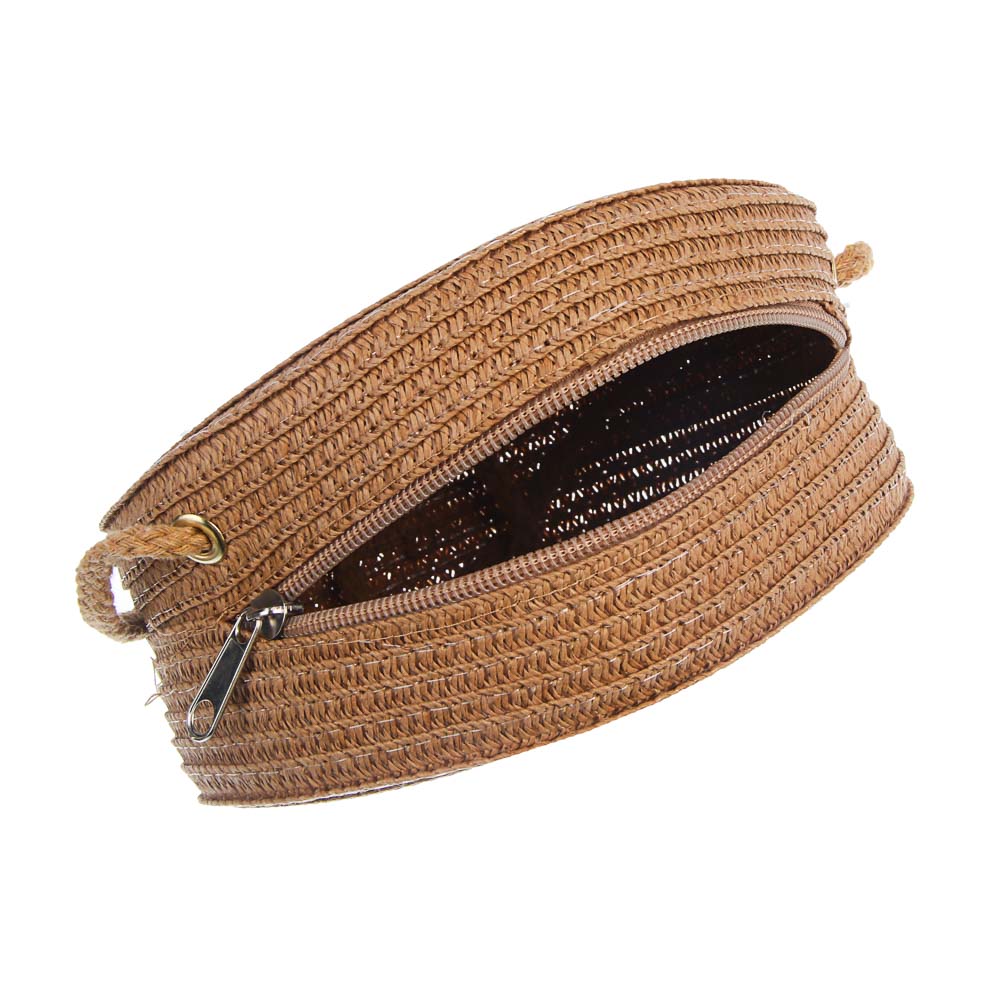 Сумка плетенная круглая на длинном ремне, тм ЮL, 16x5,5см, папирус, полиэстер, 3 цвета - #3