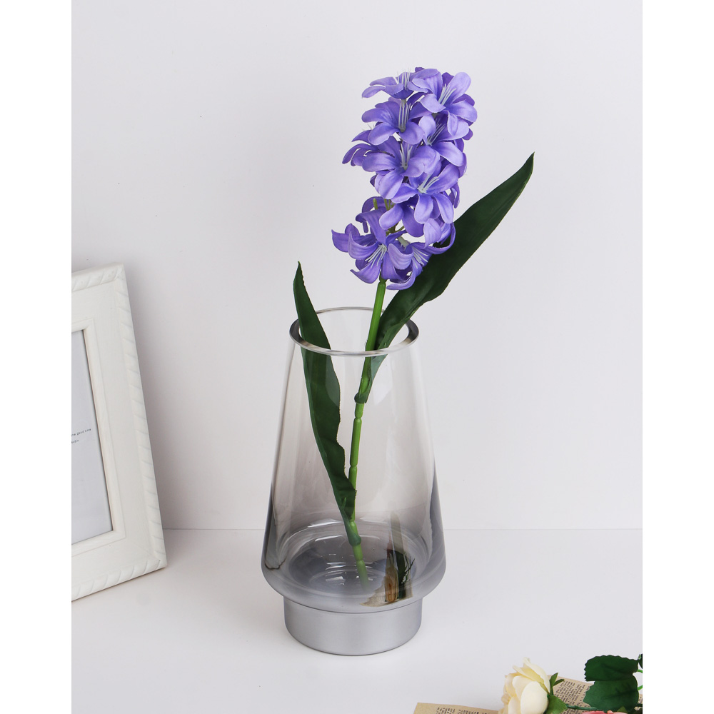 Ваза, 12х21см, стекло, цвет серый - #3