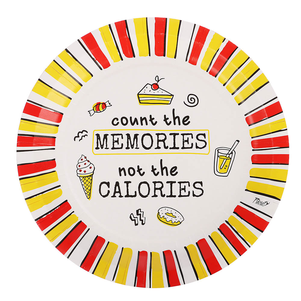 Набор бумажных одноразовых тарелок 6 шт, 23 см, в ассортименте - #16