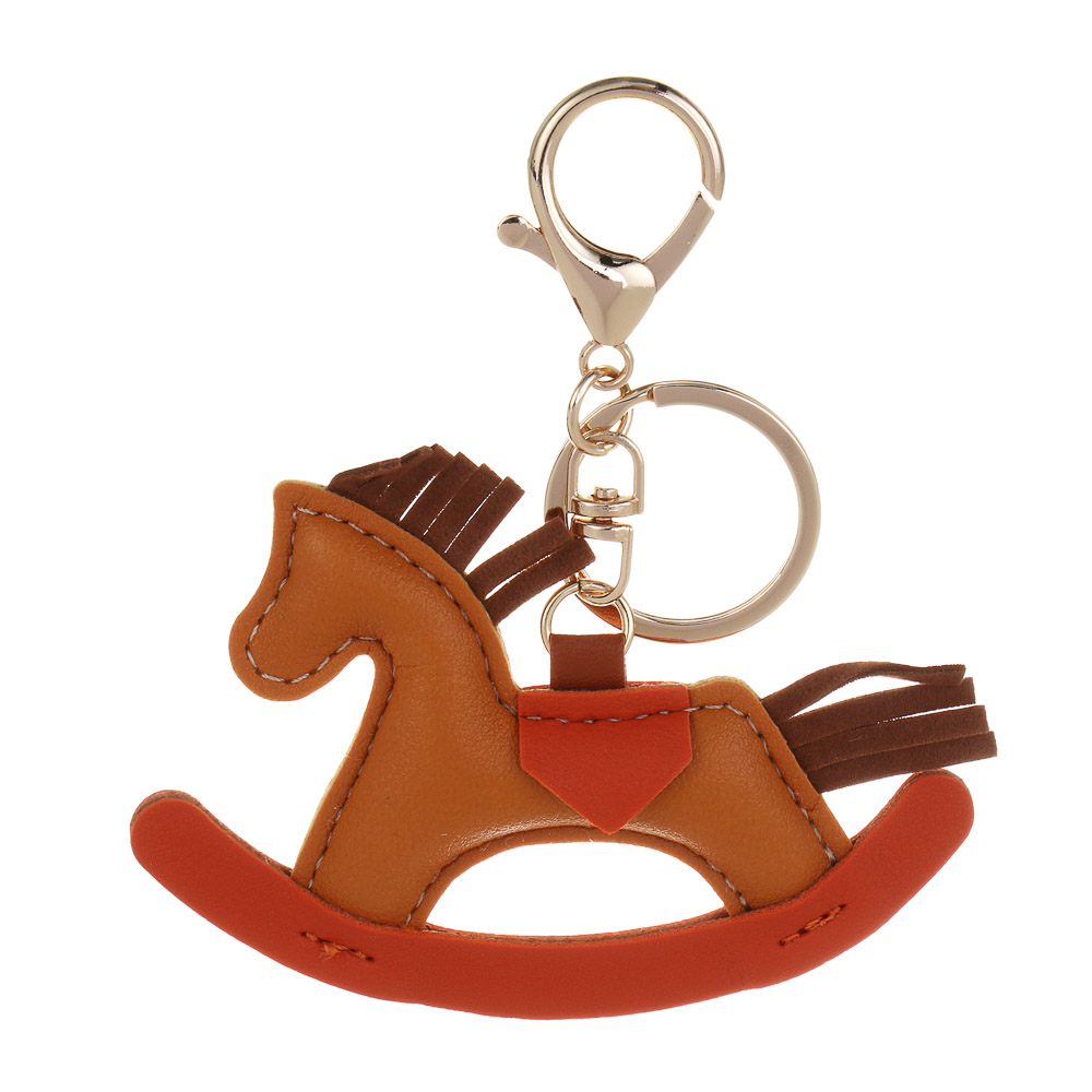 СНОУ БУМ Брелок лошадка иск.кожа бежевая, 9 см - #1