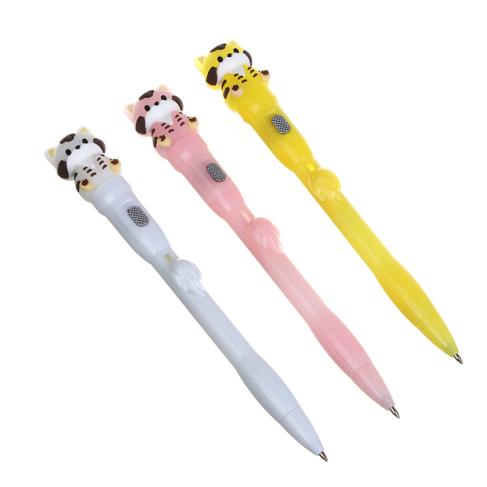 Ручка шариковая синяя с проекцией "Котик", 3 дизайна, шоу-бокс - #1