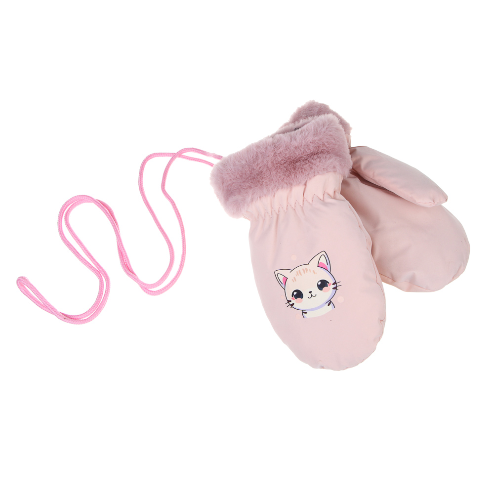 GALANTE Рукавицы детские на флисе на веревке, р.12, 100% полиэстер, разноцветные, ОЗ25-38 - #6