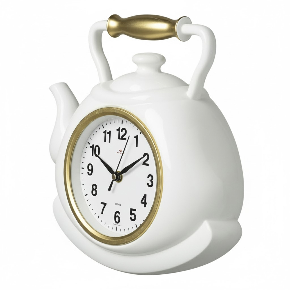 Часы настенные чайник 27х28,5 см, корпус белый с золотом "Классика", арт.3129-002 - #2