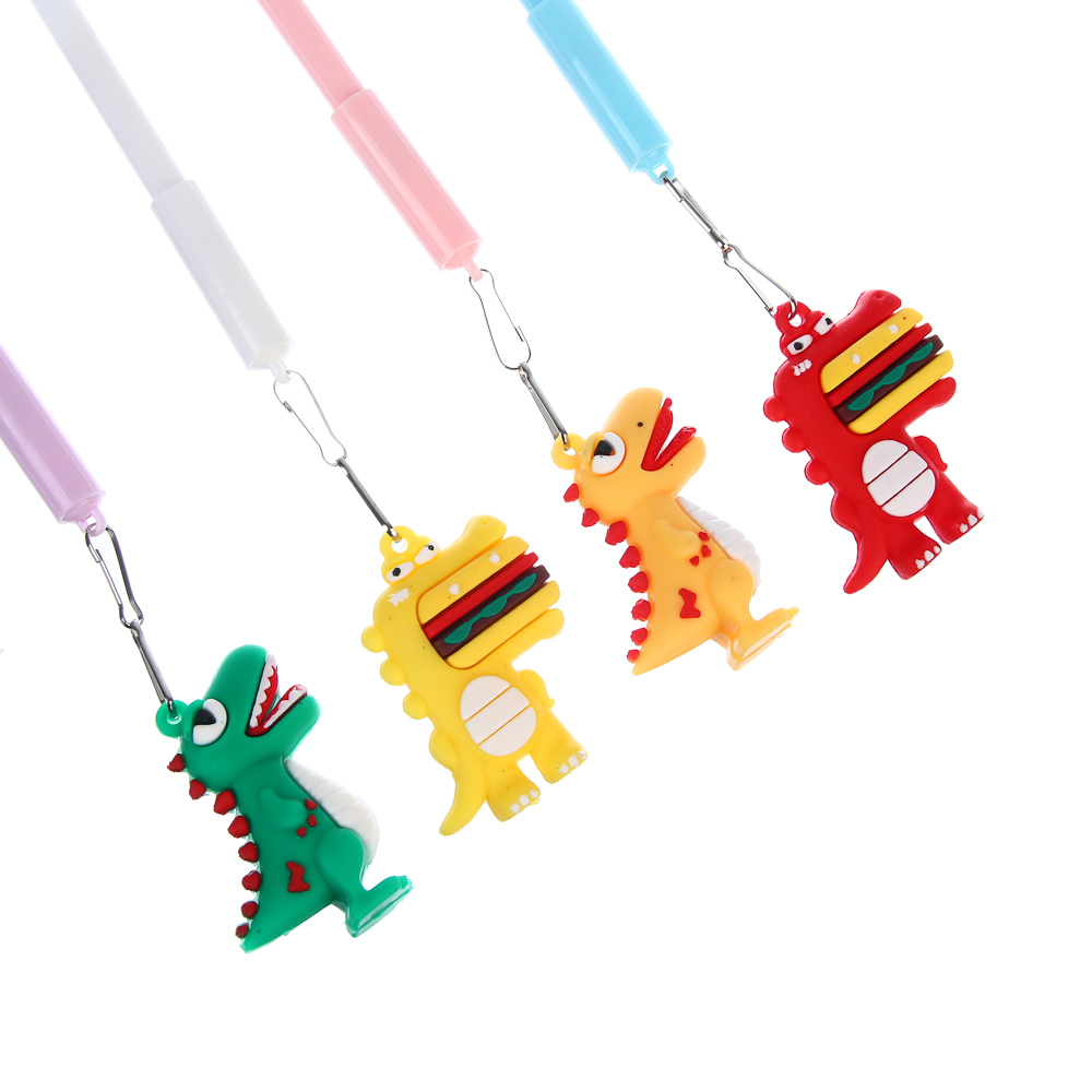 Ручка гелевая черная 0,5мм, с фигуркой "Дино бургер", 4 вида - #7