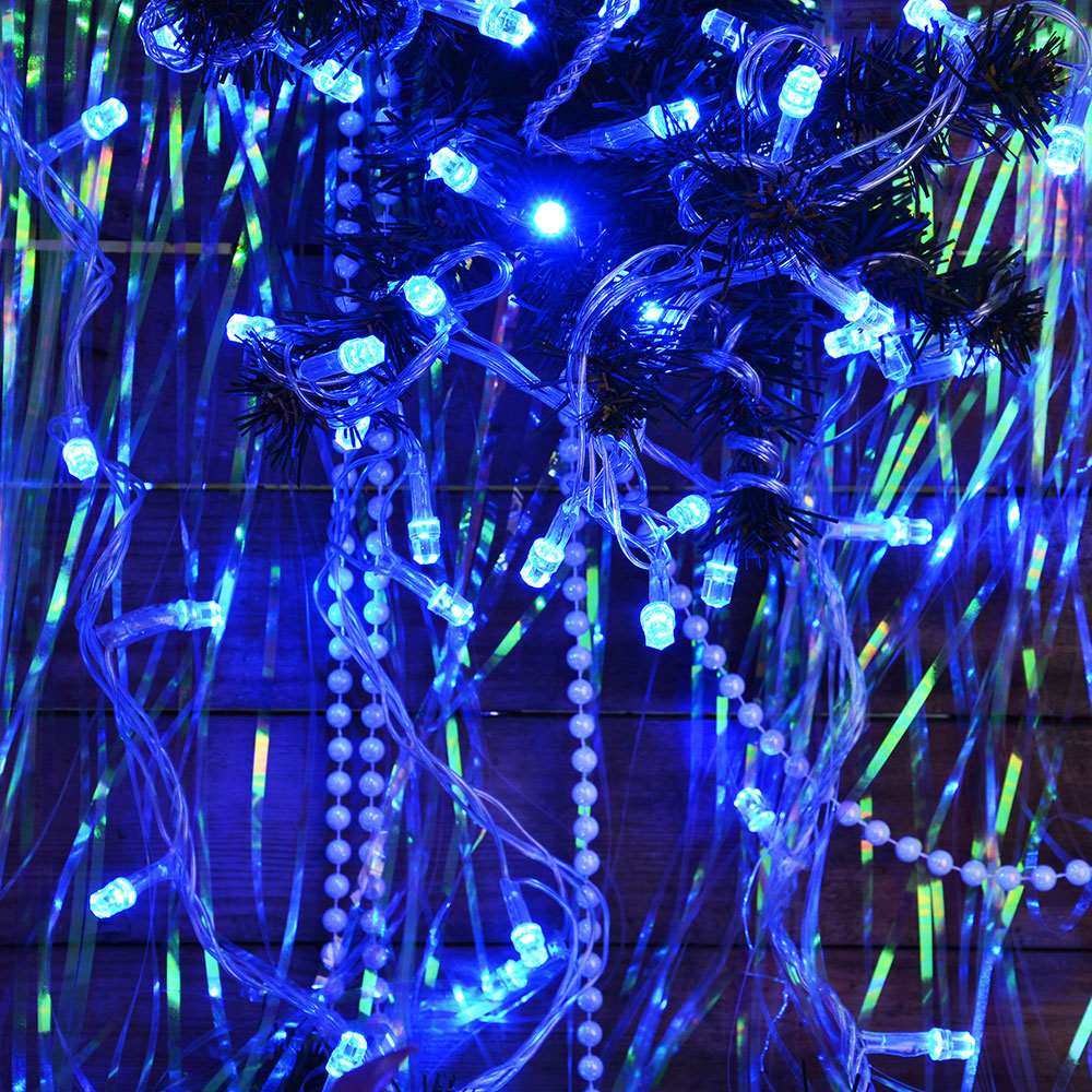 Гирлянда светодиодная Вьюн СНОУ БУМ 9м, 100 LED-алмаз, голубой, прозрачный провод, 220В - #5