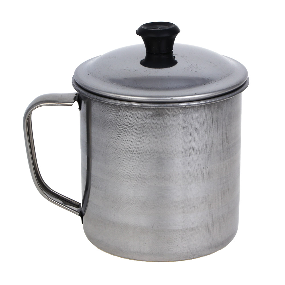 Кружка туристическая с крышкой тм РУССО ТУРИСТО, 0,22л., 8,2х7,3 см, 410-я нерж.сталь - #1