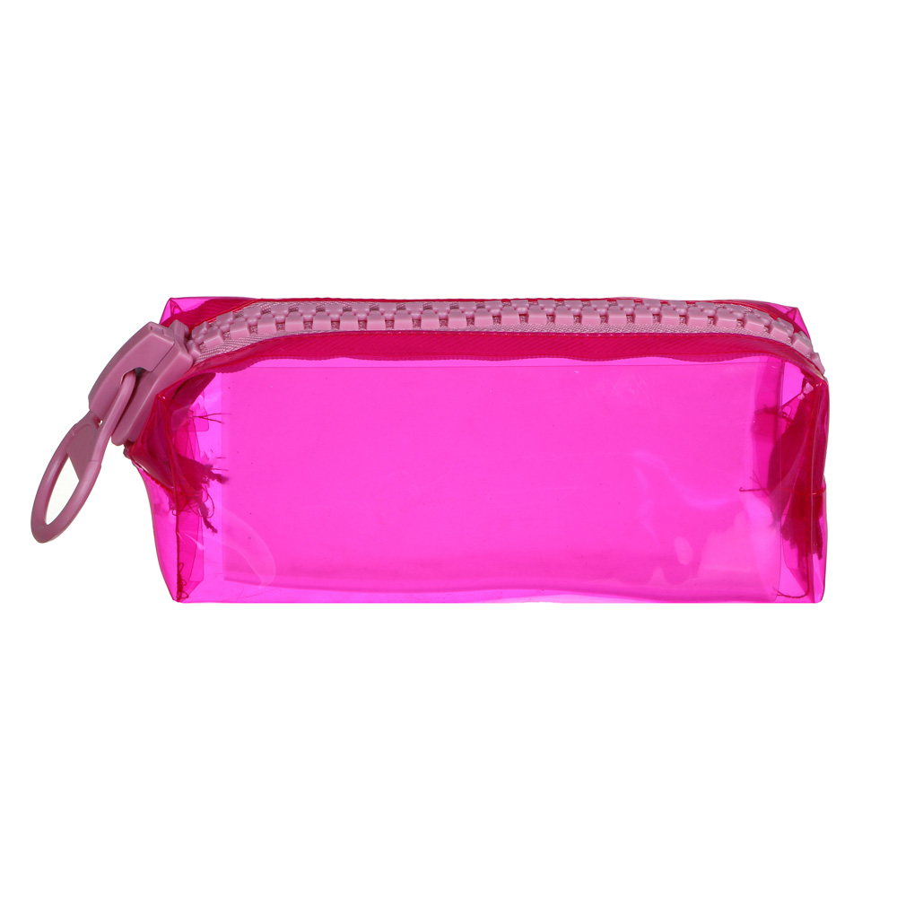 Пенал прямоугольный 19х8х6см, цветной прозрачный ПВХ, большая молния, 4 цвета, ПВХ бокс - #3