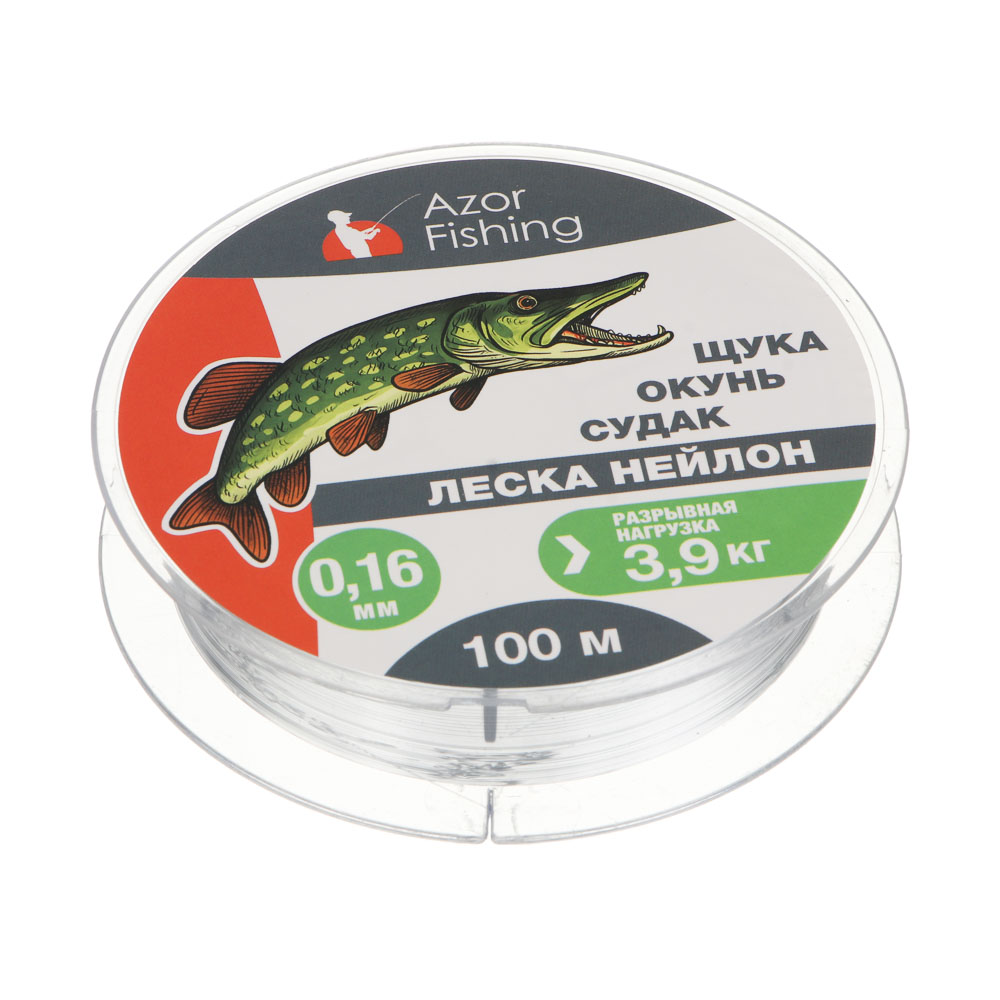 Леска "Щука, Окунь, Судак" тм AZOR FISHING, нейлон, 100м, 0,16мм, 3,9кг, серая - #2