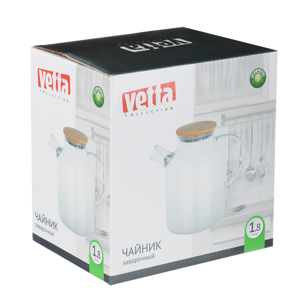 Чайник заварочный тм VETTA Эко, стекло, бамбуковая крышка, 1800мл - #4