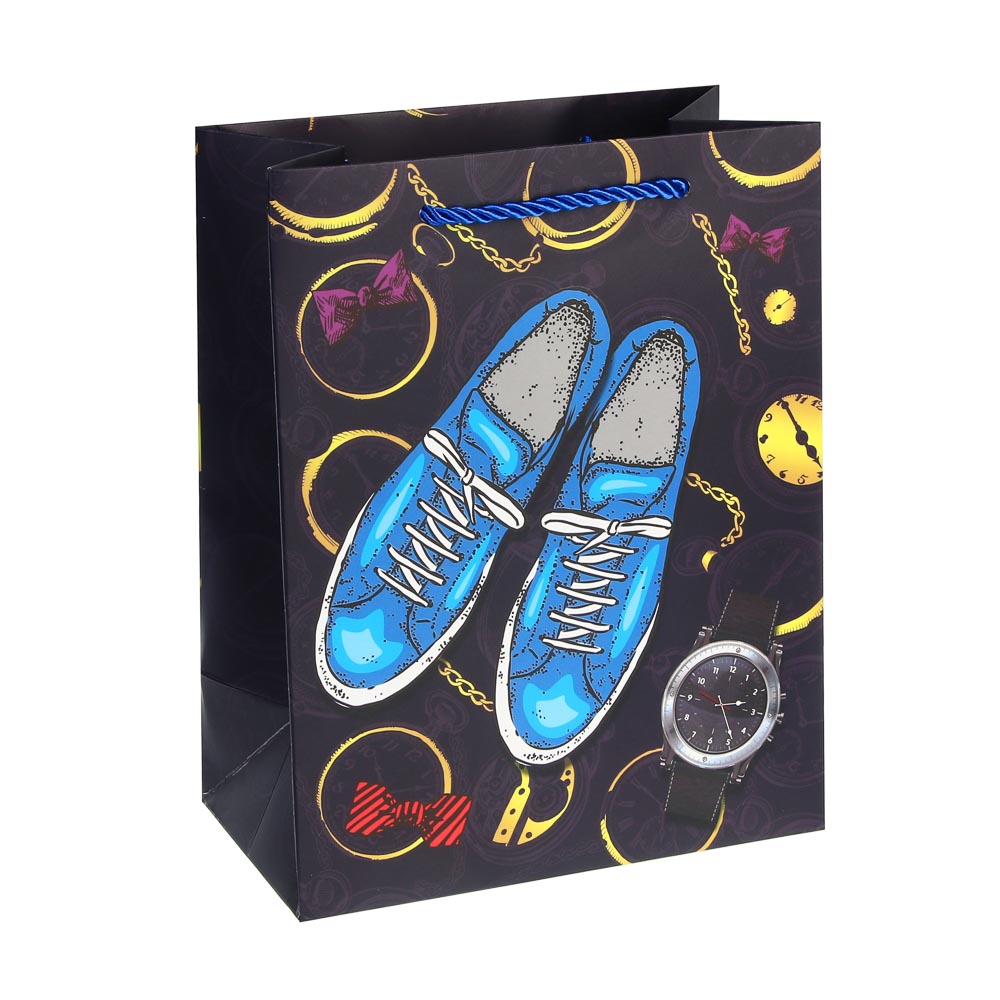 Пакет подарочный бумажный тм LADECOR M 18x23x10 см, для мужчин арт 2, 4 дизайна - #2