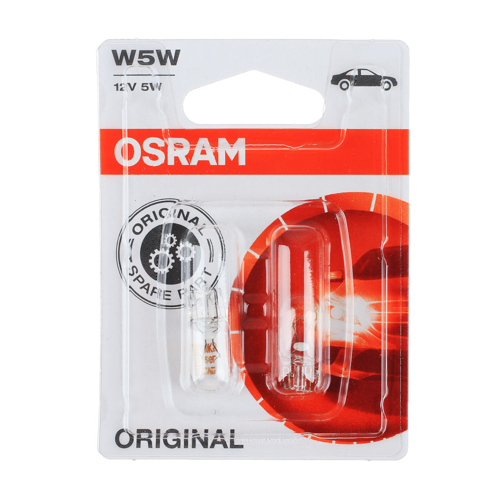 Автолампа галогеновая OSRAM W5W, 12V, 5W, W2.1*9.5d, блистер, 2 шт - #1