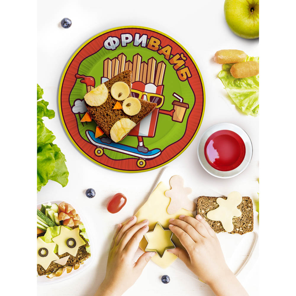 Набор бумажных тарелок Ожившая еда, 6 шт d=230 мм - #8