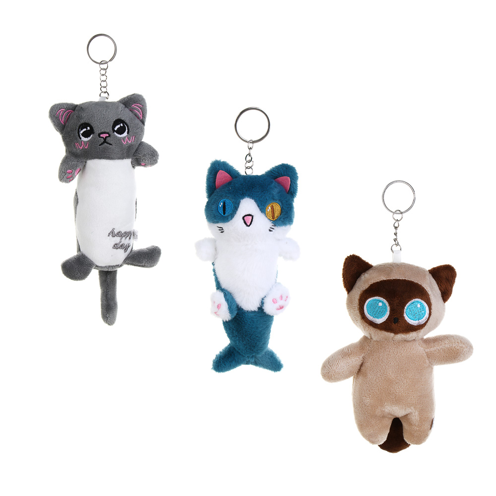 ИГРОЛЕНД Брелок мягкий "Котэо" с подвесом, 12-14 см, полиэстер, 3 вида - #1