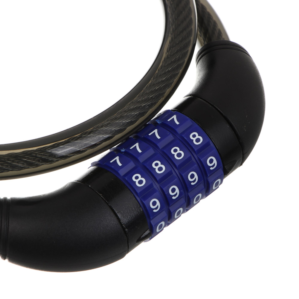 Замок велосипедный тм BY SPORT, противоугонный, тросовый, кодовый, 800х12мм, металл, пластик, черный - #2