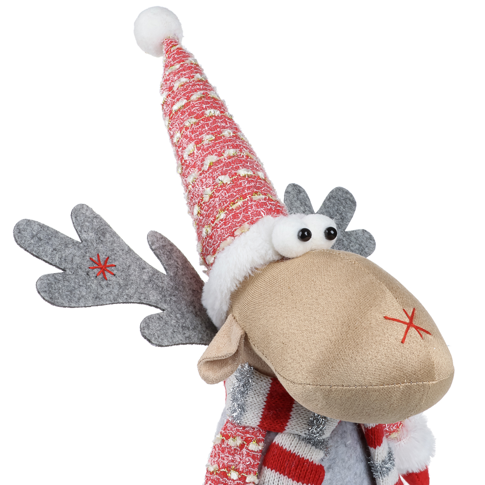 СНОУ БУМ Фигура декоративная "Лось" 39 см, полиэстер, красный, серый - #3