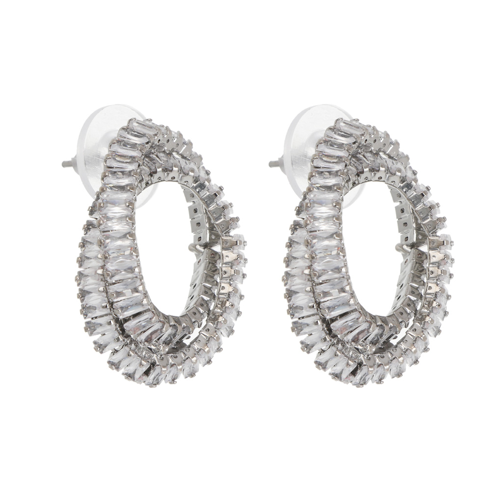 Серьги, медь, цирконий, 2 дизайна, БЖ25-4 - #3