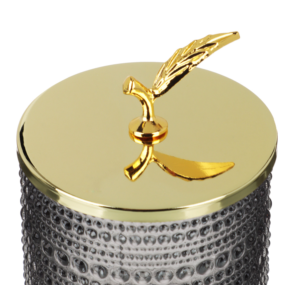 Шкатулка стеклянная с листочком, цвет графитовый, 8,5x12см - #2