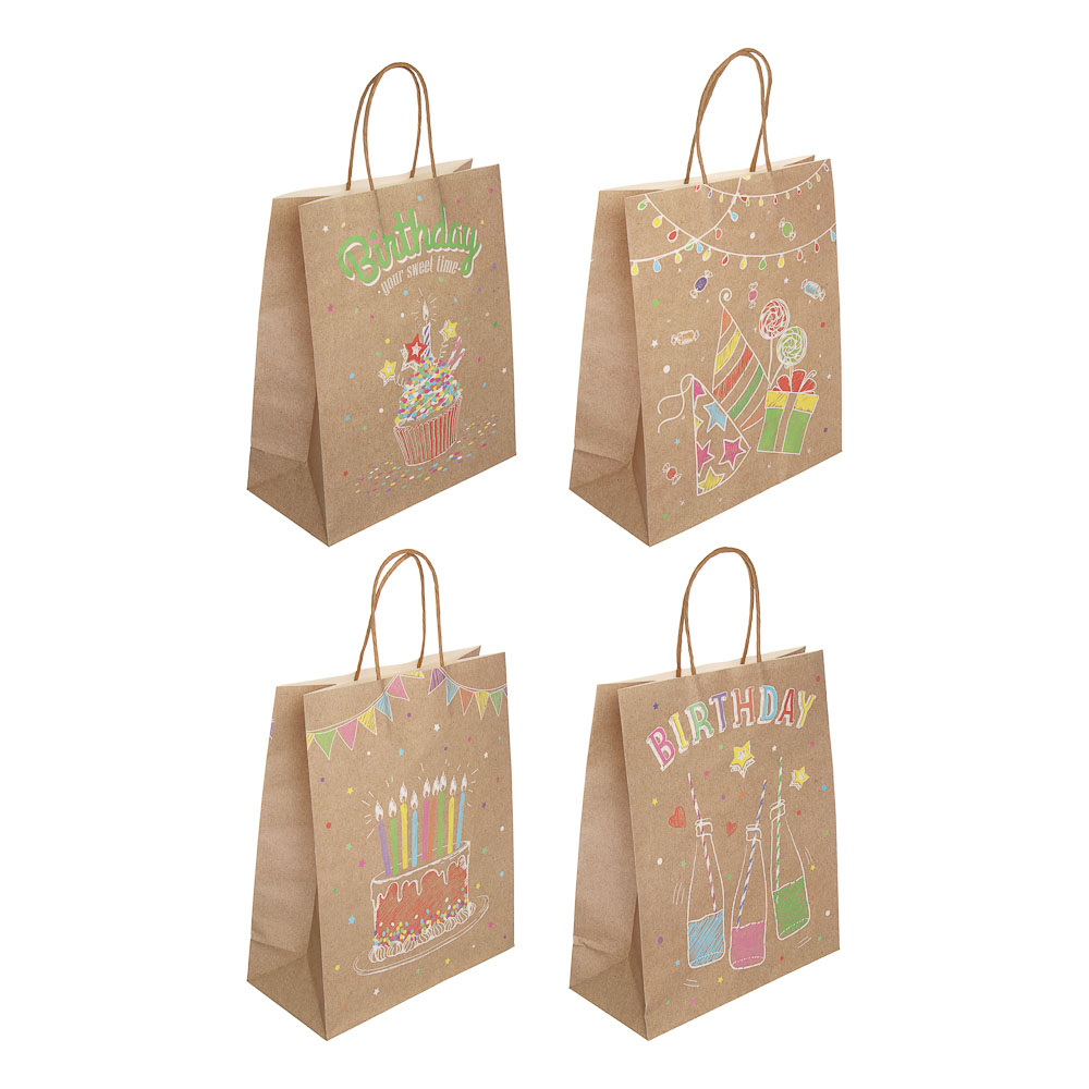 Пакет подарочный тм Fntastic, крафт, 120г, L 24,5x31x10,5см, бумага, 4 дизайна - #1