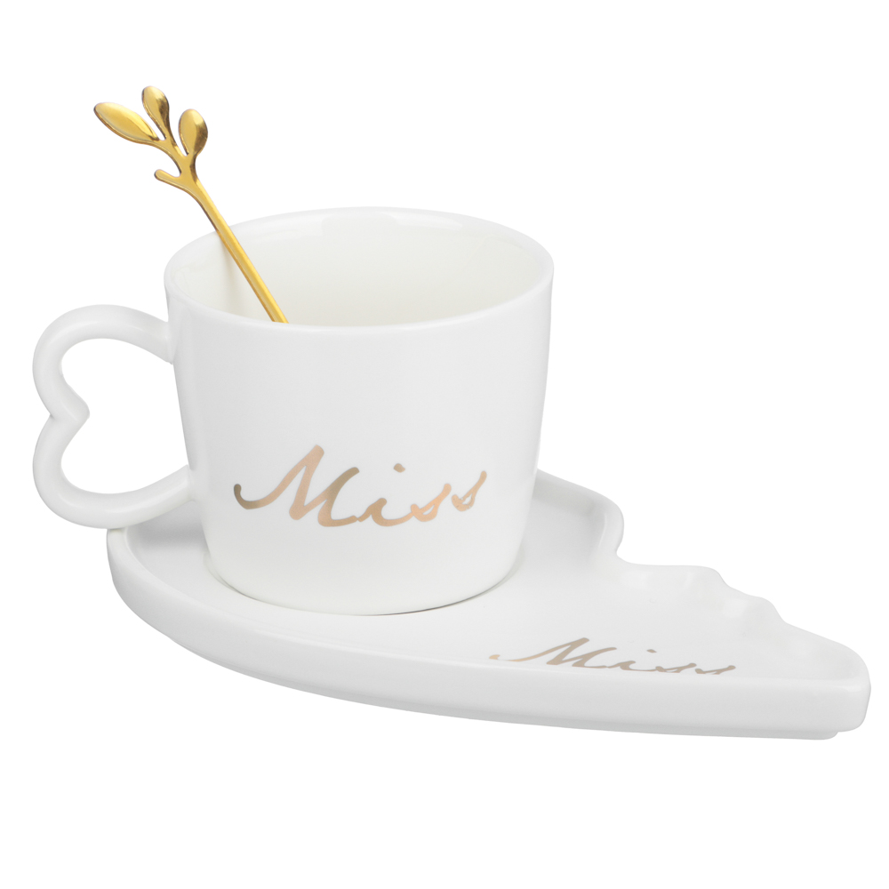 Чайный набор 4пр. 180мл, тм MILLIMI Сердце, фарфор, металл - #2