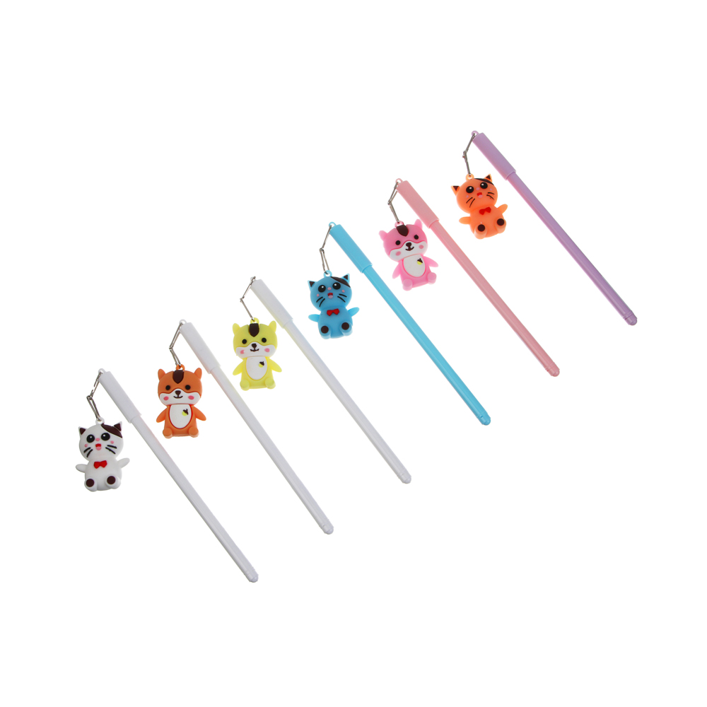 Ручка гелевая черная 0,5мм, с фигуркой "Котики", 6 видов - #1